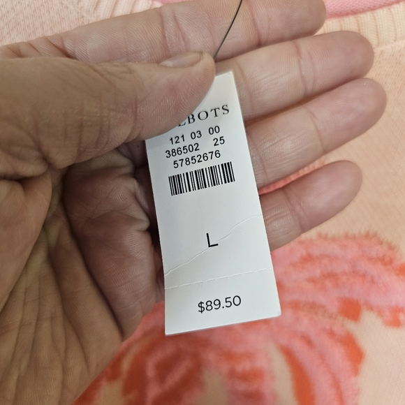 Talbots Pink Palm Tree Sweater - Picture 7 of 12